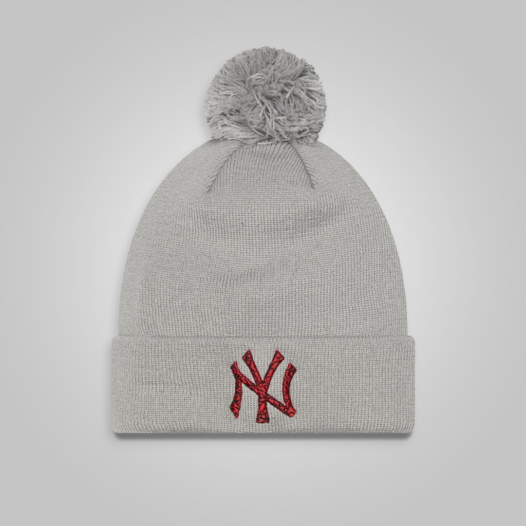 New York Yankees Infill Grey Bobble Beanie Hat