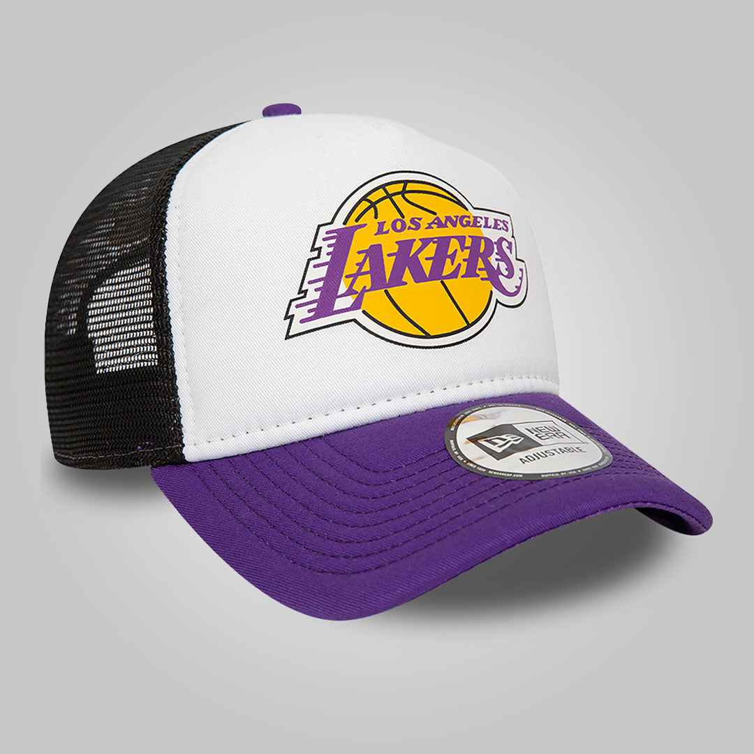 LA Lakers Team Color Block White A-Frame Trucker Cap
