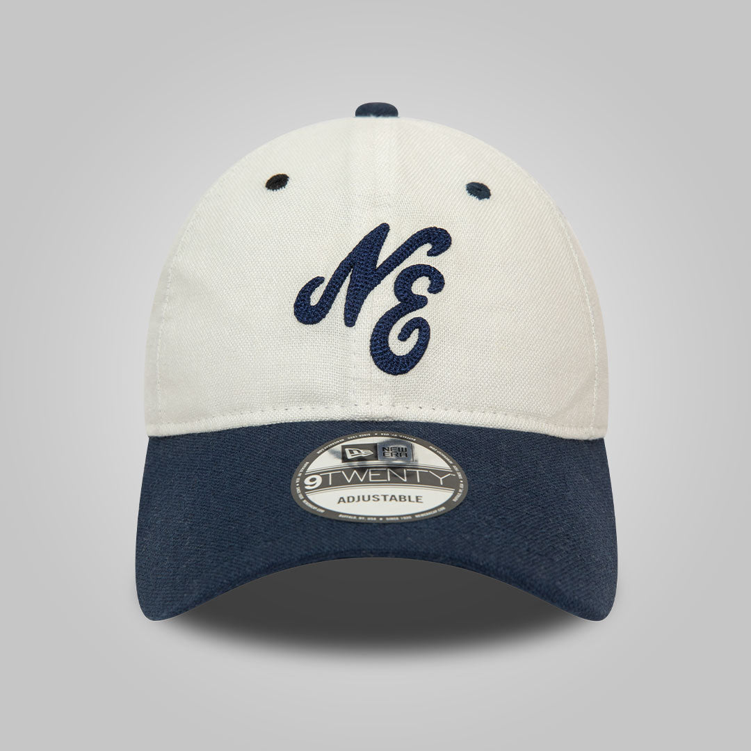 New Era Linen Script White and Dark Blue 9TWENTY Adjustable Cap