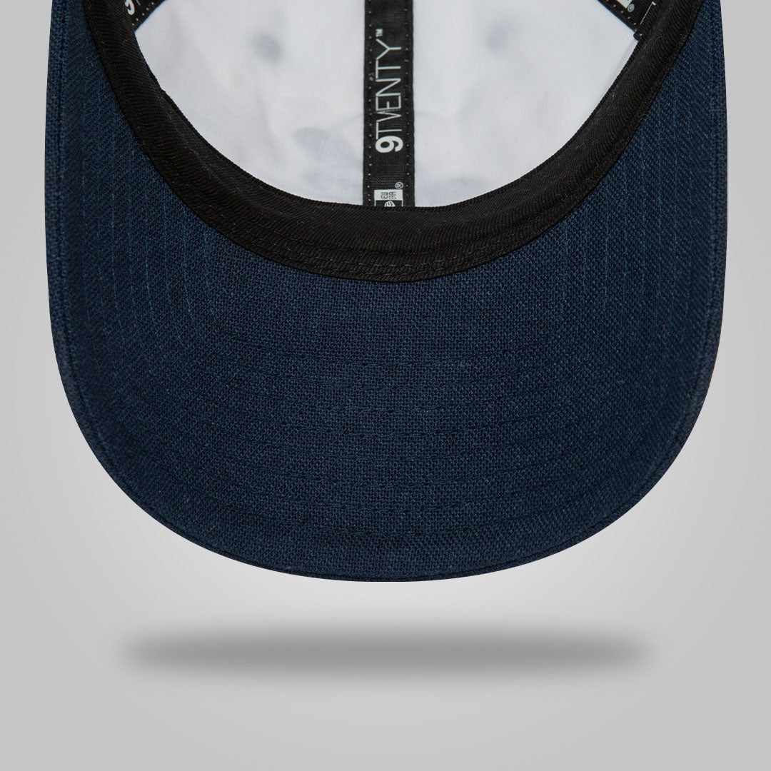 New Era Linen Script White and Dark Blue 9TWENTY Adjustable Cap