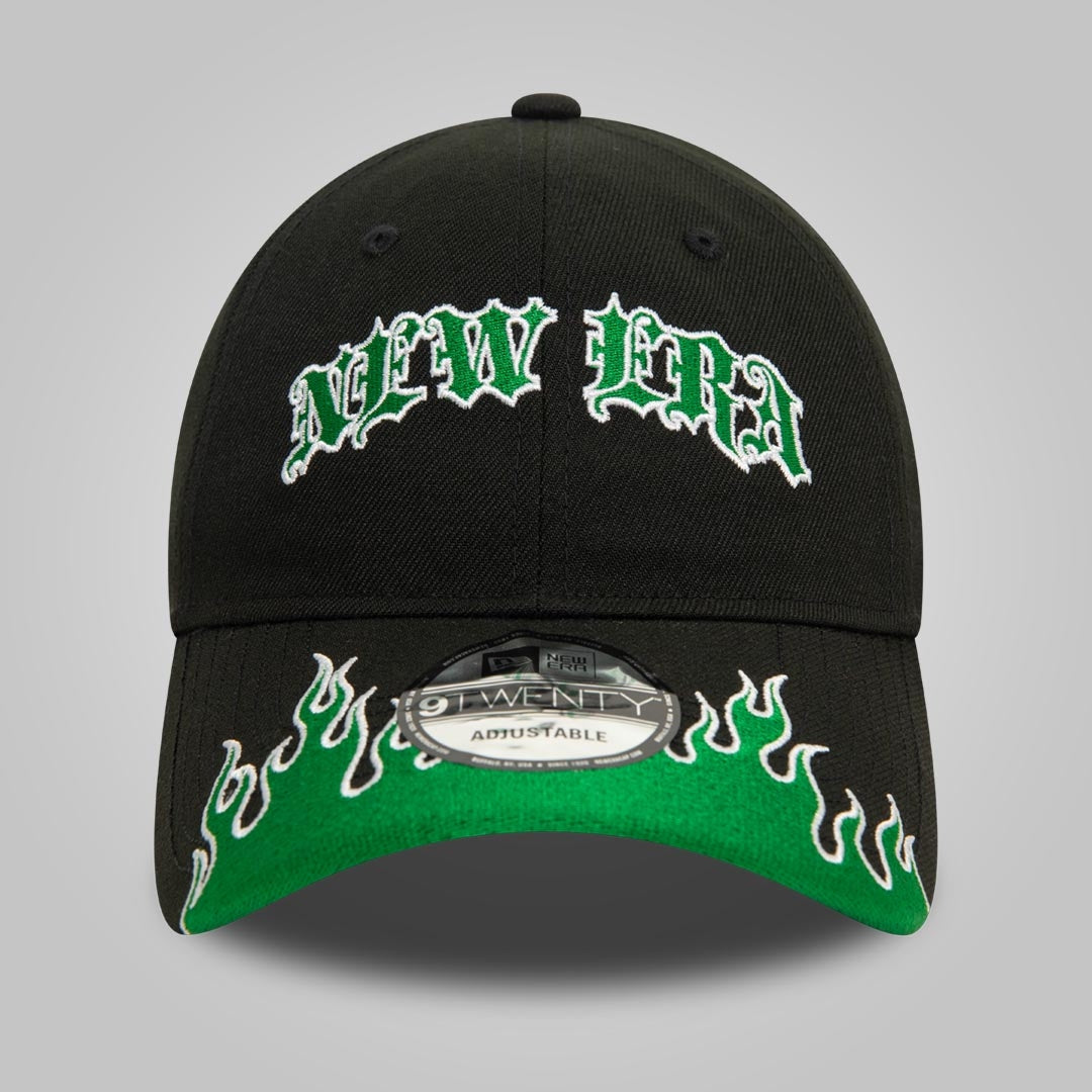 New Era Race Black and Green Flame 9TWENTY Adjustable Cap