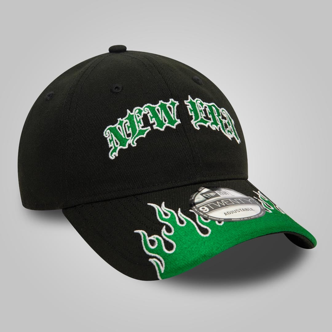 New Era Race Black and Green Flame 9TWENTY Adjustable Cap