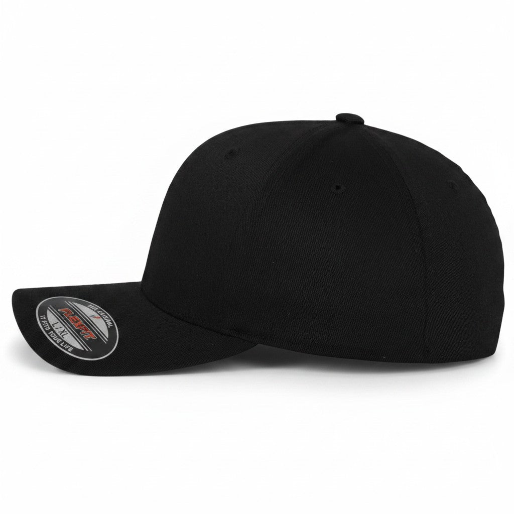 Flexfit: Black Wooly Combed Stretch Fit Cap