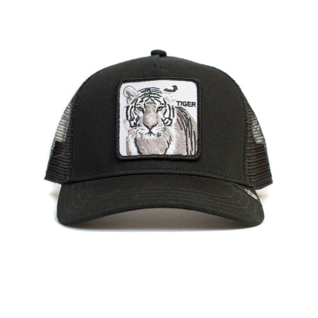 The White Tiger Black Trucker Cap