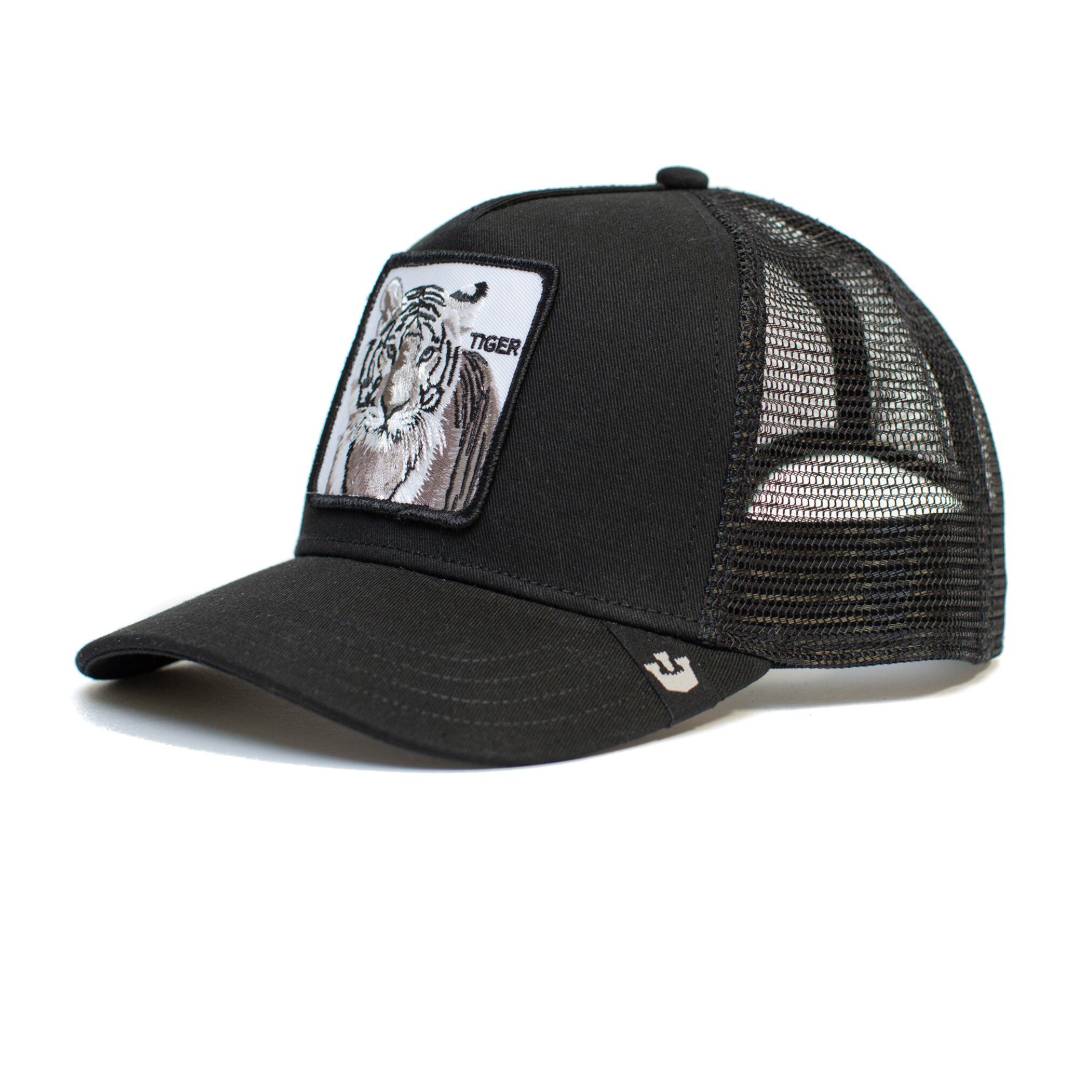 The White Tiger Black Trucker Cap