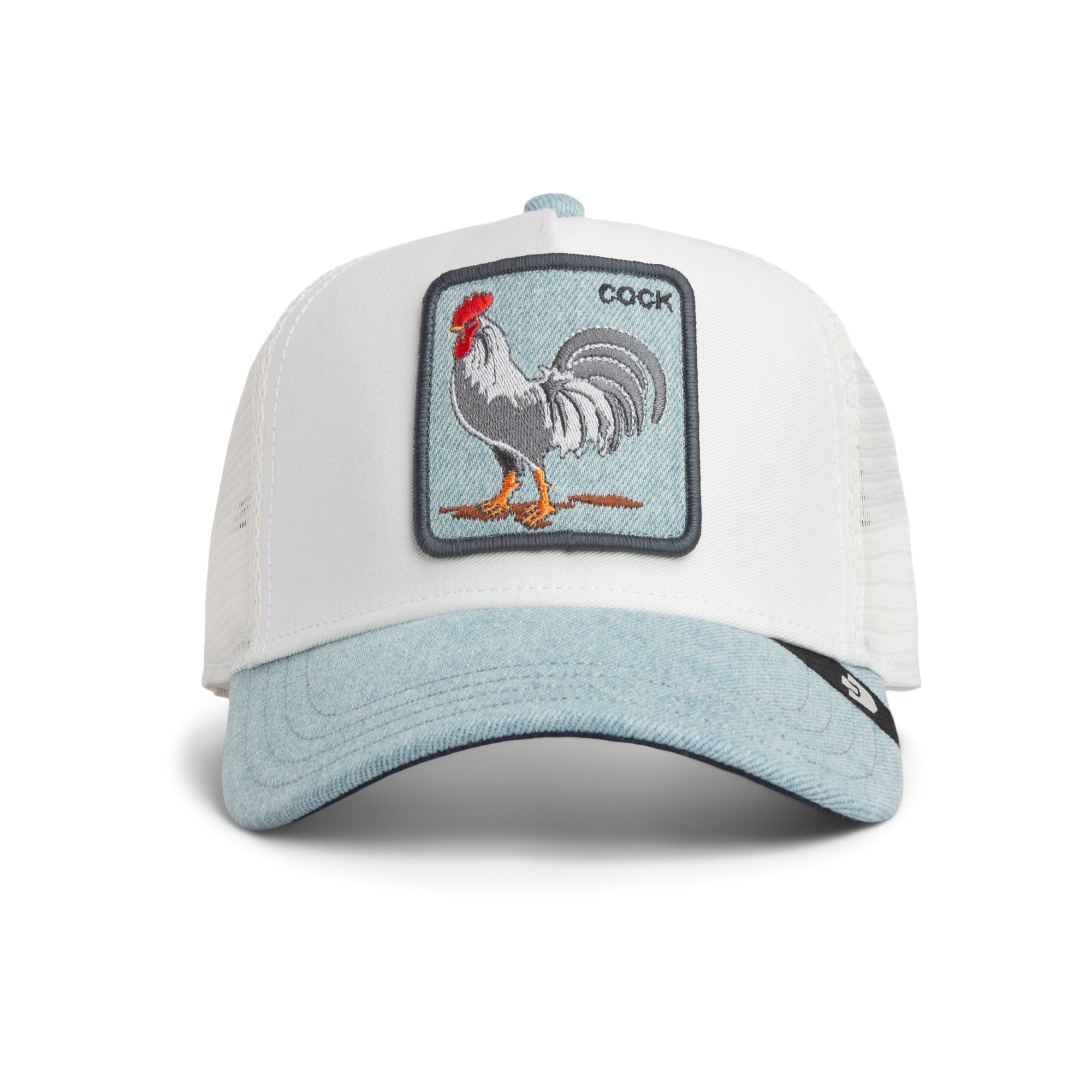 Denim Rooster Light Denim Trucker Cap