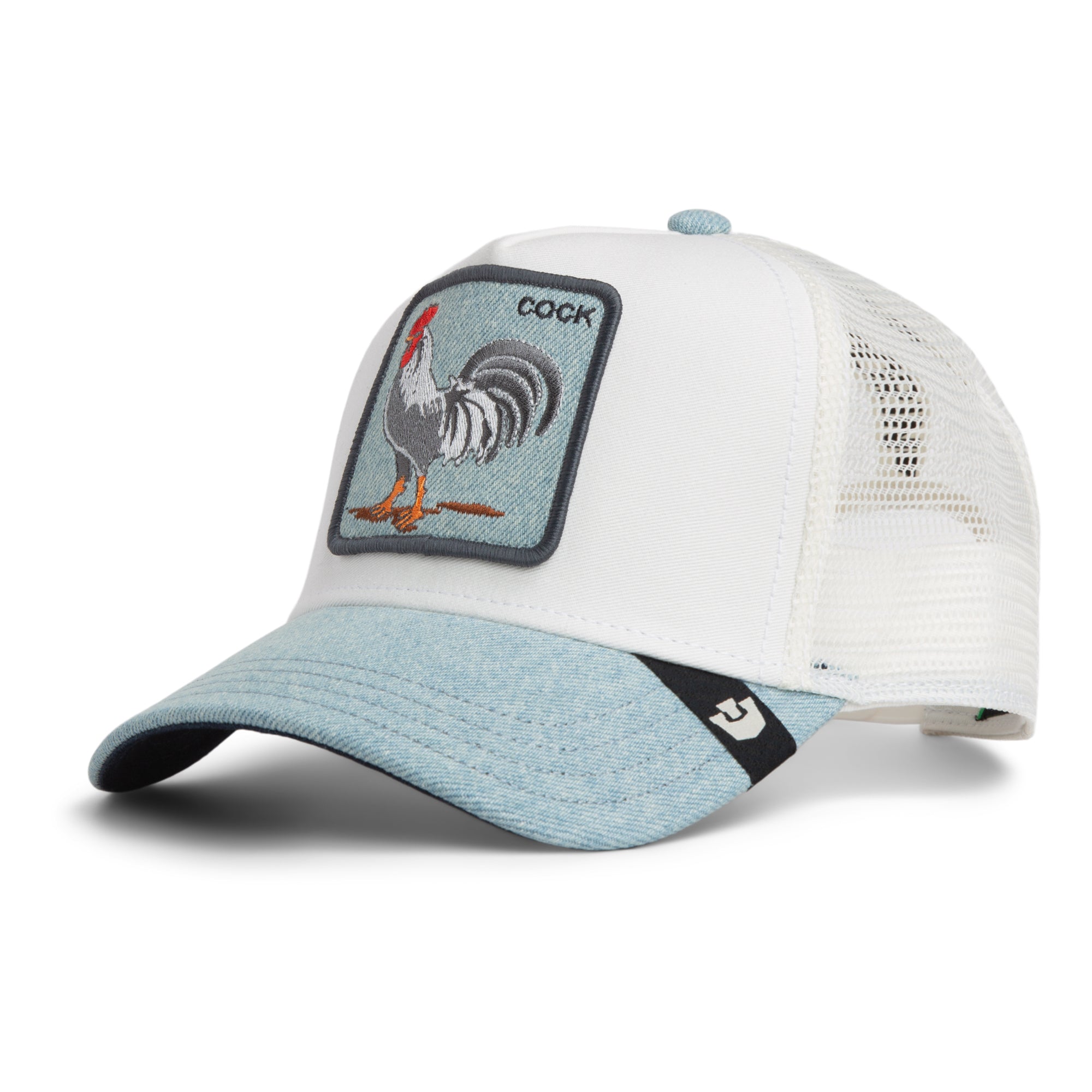 Denim Rooster Light Denim Trucker Cap
