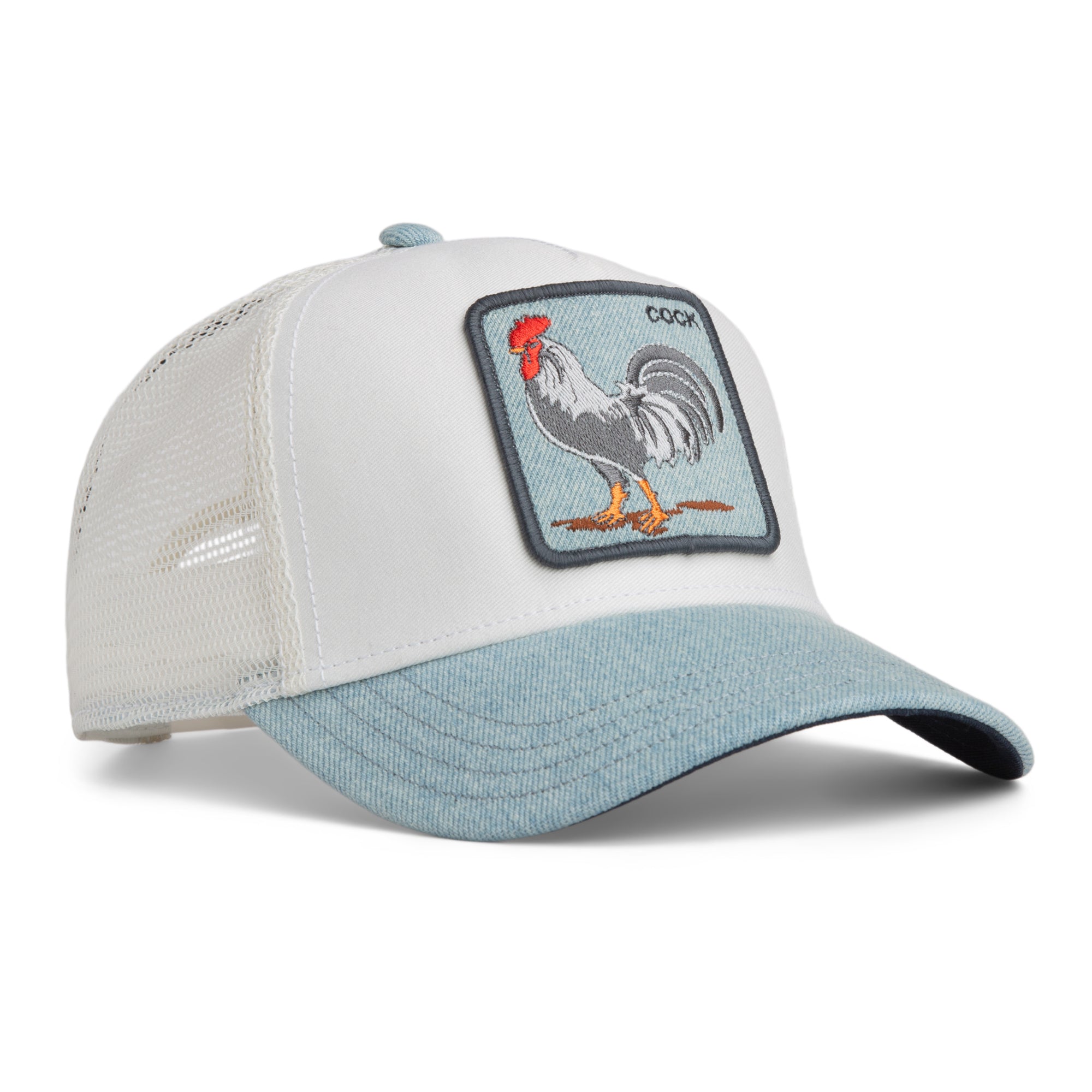 Denim Rooster Light Denim Trucker Cap