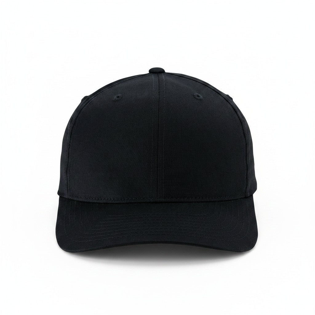 Flexfit: Black Mid Profile Dad Cap