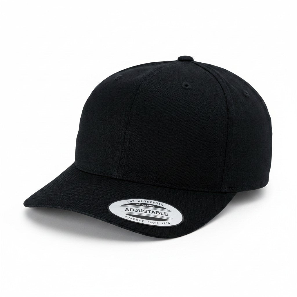 Flexfit: Black Mid Profile Dad Cap