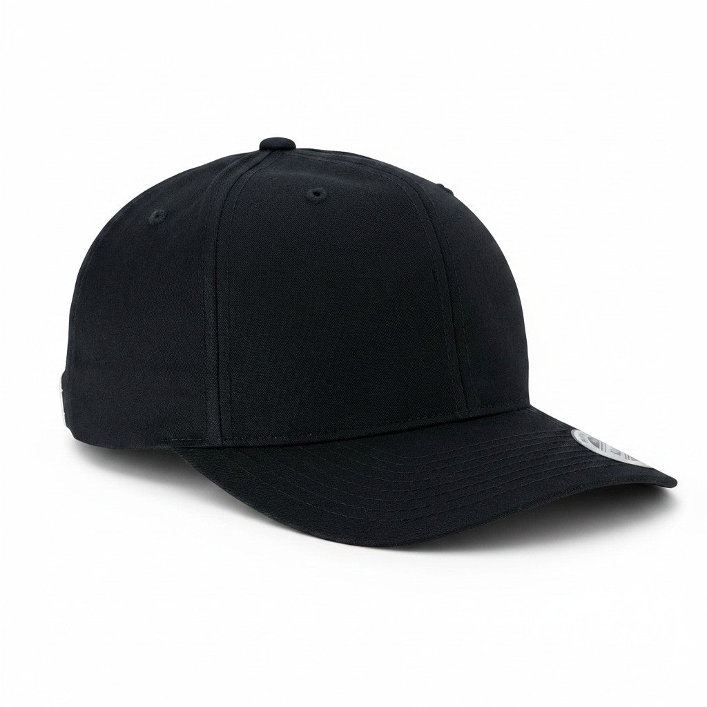 Flexfit: Black Mid Profile Dad Cap