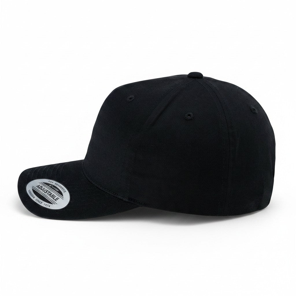 Flexfit: Black Mid Profile Dad Cap