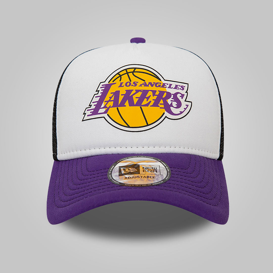 LA Lakers Team Color Block White A-Frame Trucker Cap