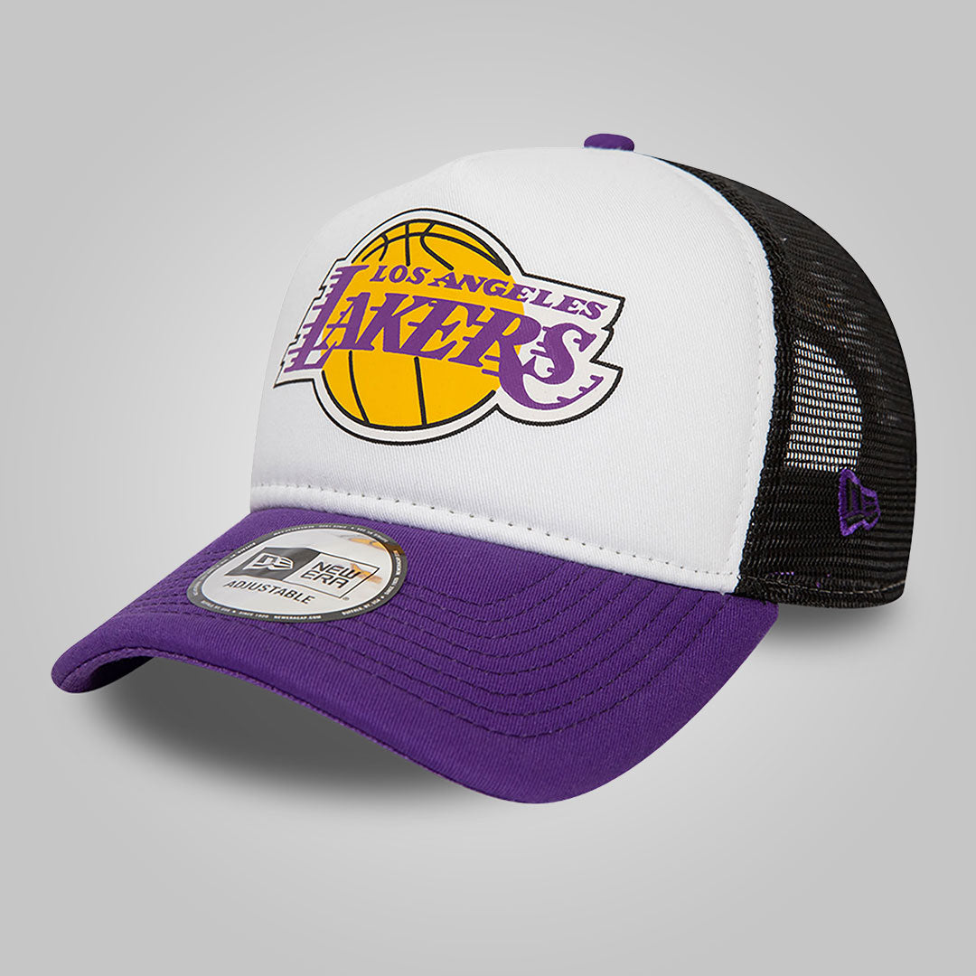 LA Lakers Team Color Block White A-Frame Trucker Cap