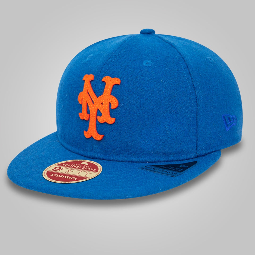 New York Mets Heritage Series Blue Retro Crown 9FIFTY Strapback Cap