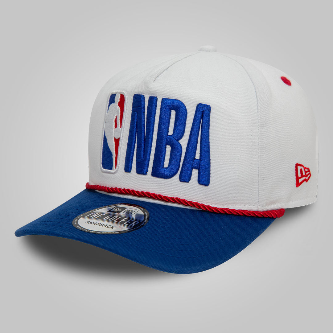 NBA Logo Washed White Golfer Snapback Cap