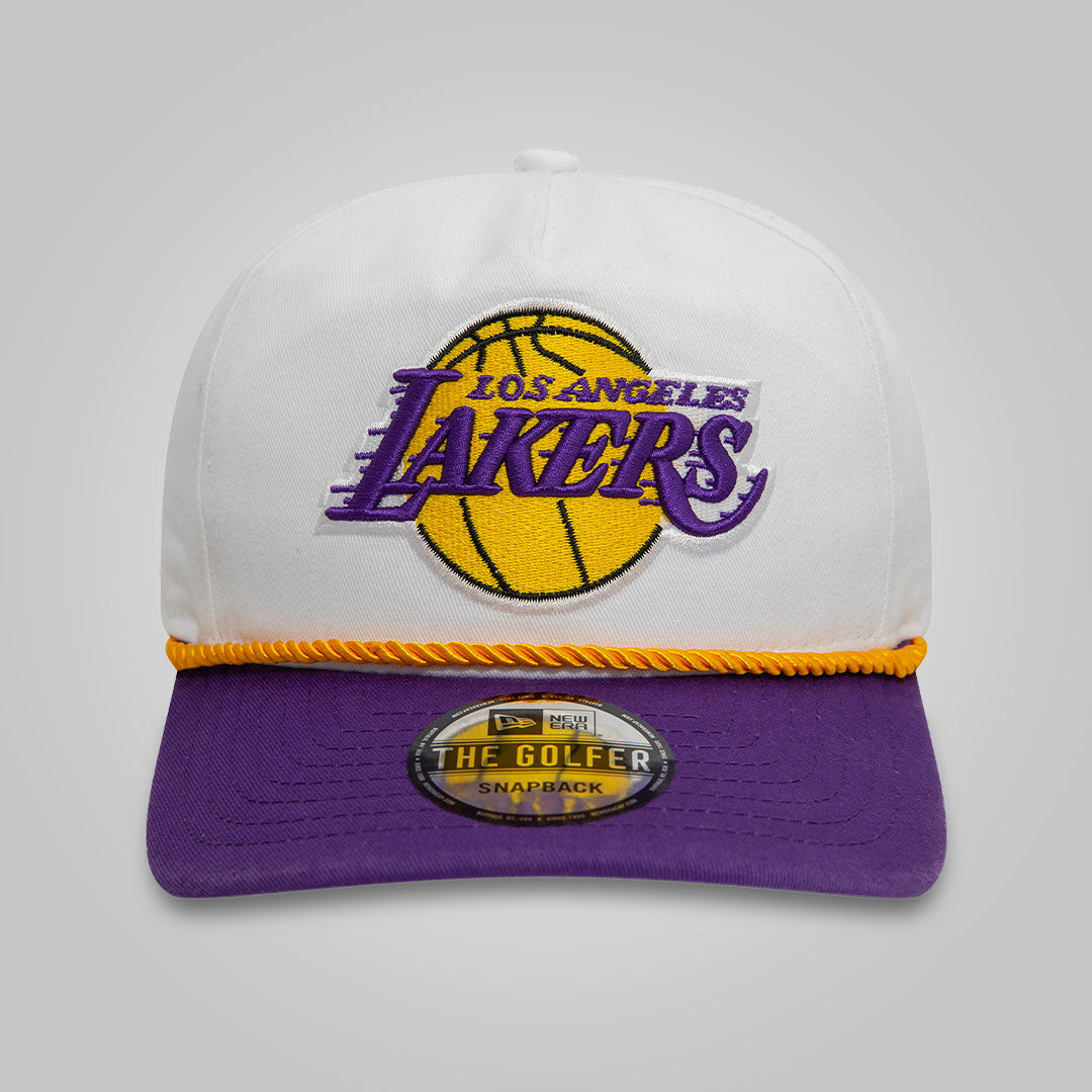 LA Lakers Washed NBA White Golfer Snapback Cap