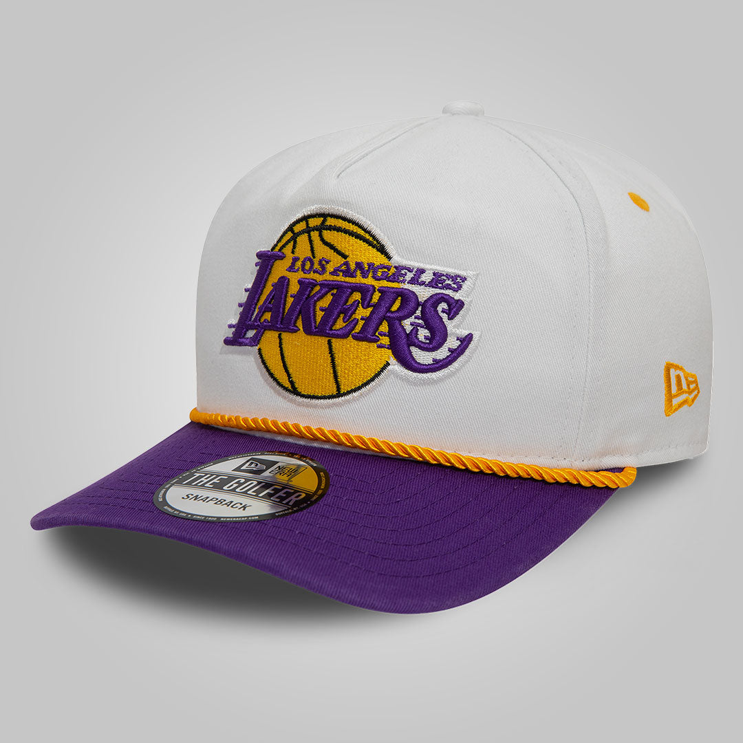 LA Lakers Washed NBA White Golfer Snapback Cap