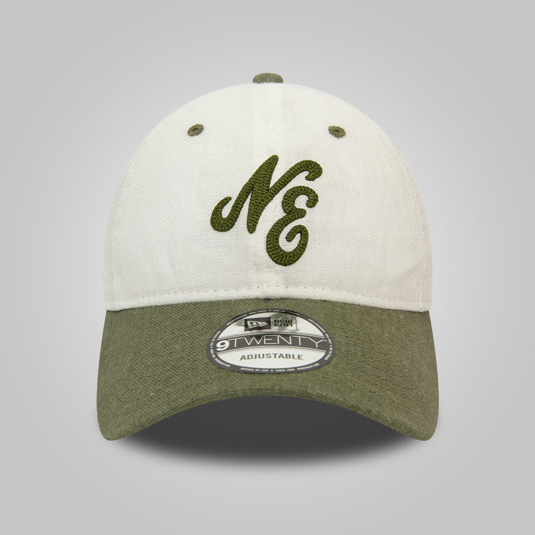 New Era Linen Script White and Green 9TWENTY Adjustable Cap