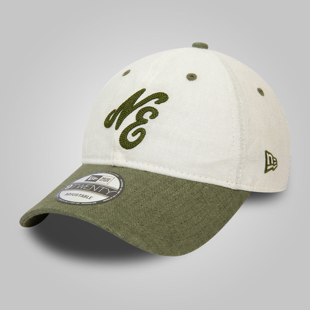 New Era Linen Script White and Green 9TWENTY Adjustable Cap