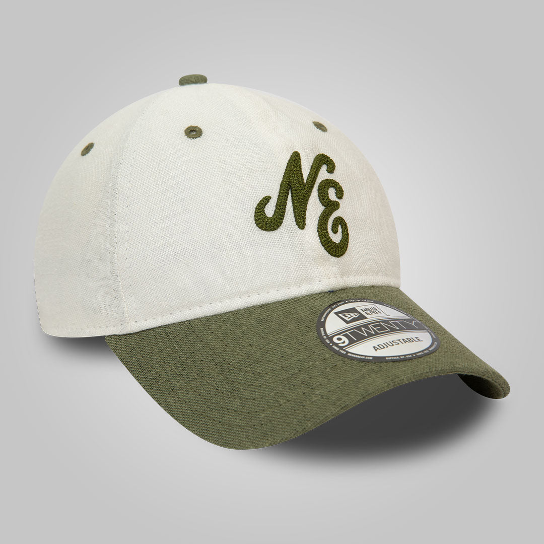 New Era Linen Script White and Green 9TWENTY Adjustable Cap