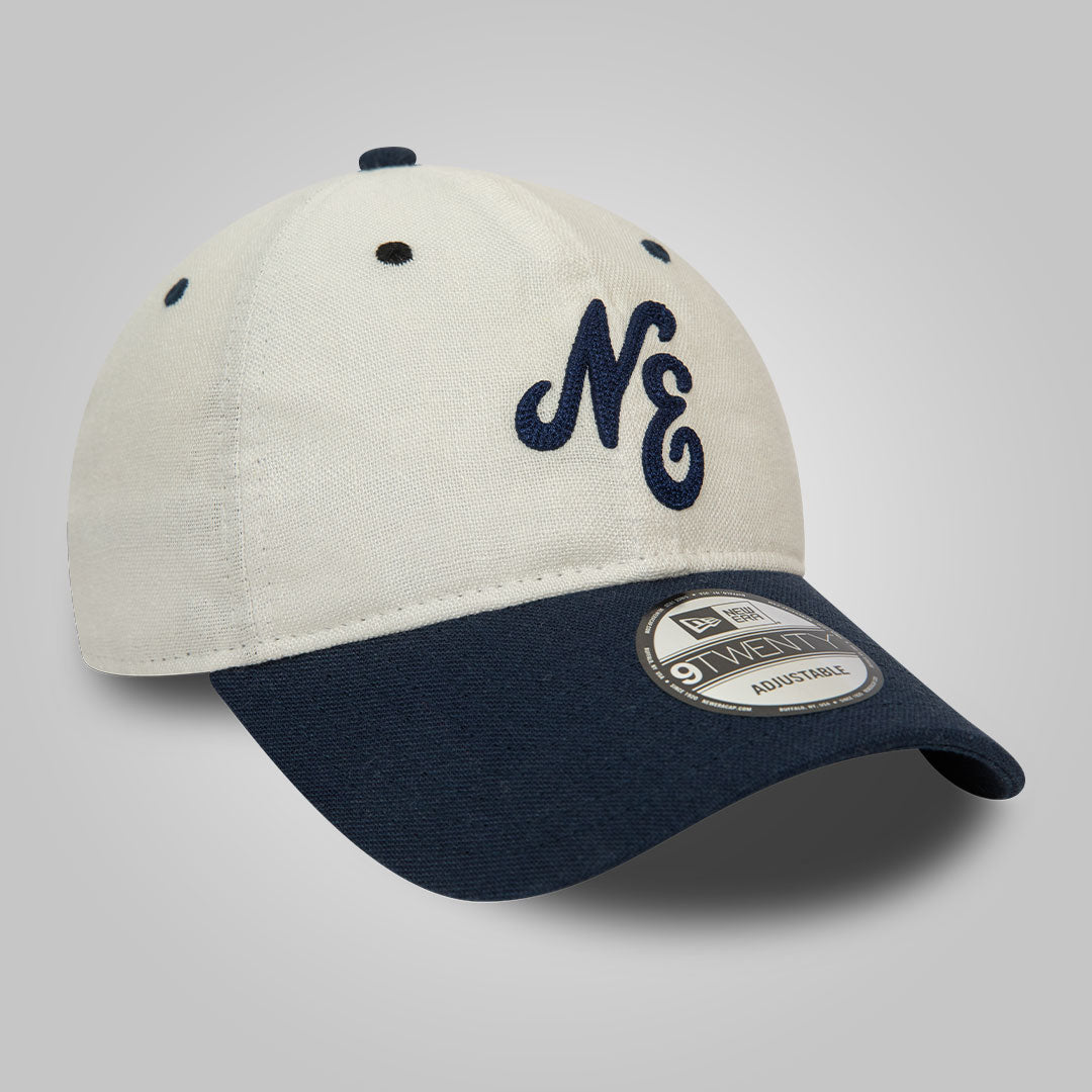 New Era Linen Script White and Dark Blue 9TWENTY Adjustable Cap