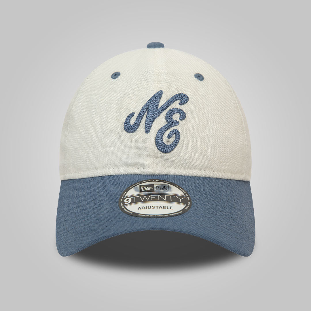 New Era Linen Script White and Blue 9TWENTY Adjustable Cap