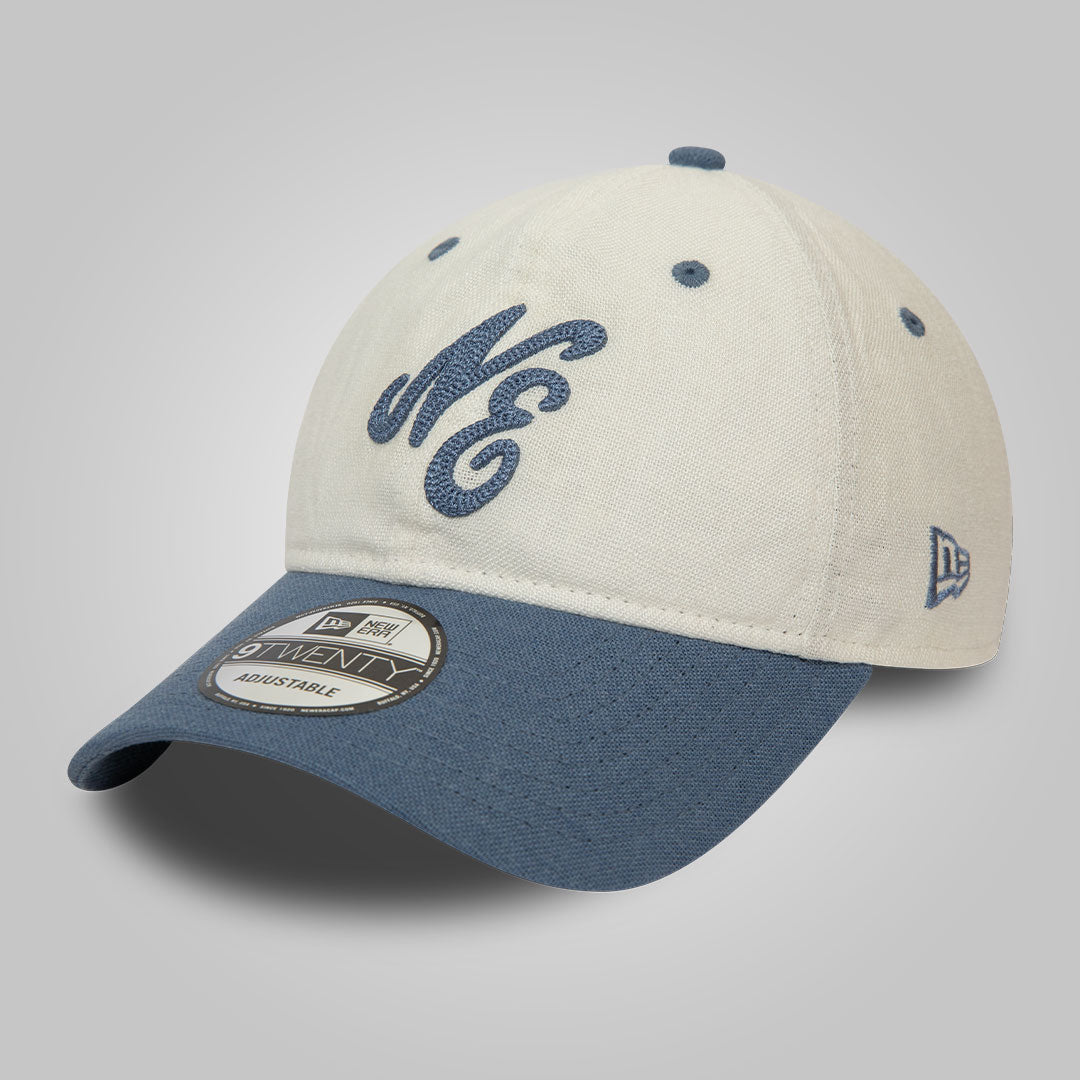 New Era Linen Script White and Blue 9TWENTY Adjustable Cap