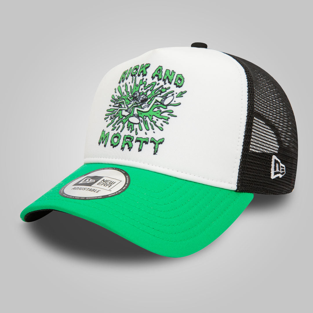 Rick And Morty Teleport Slime White A-Frame Trucker Cap