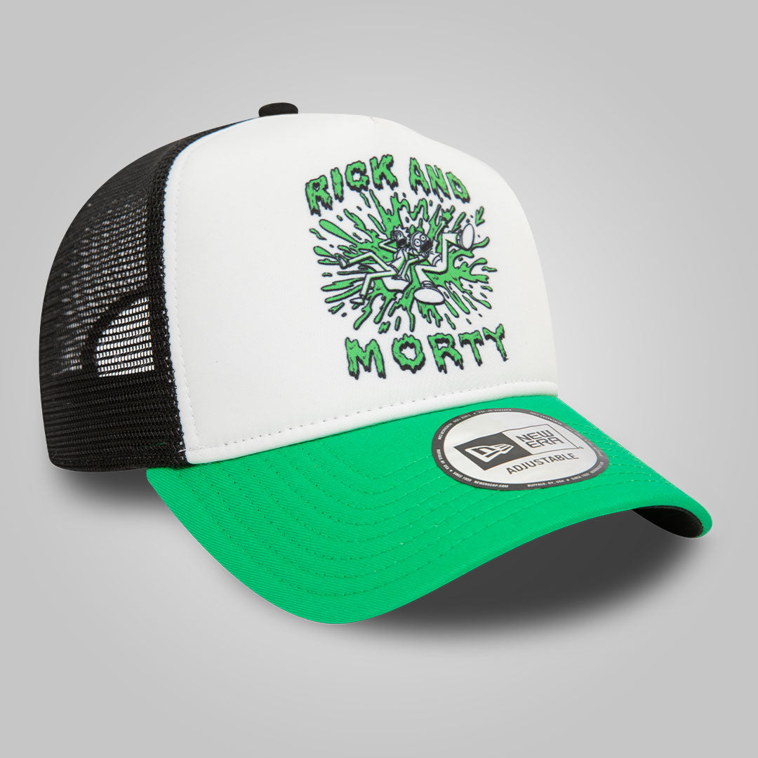 Rick And Morty Teleport Slime White A-Frame Trucker Cap