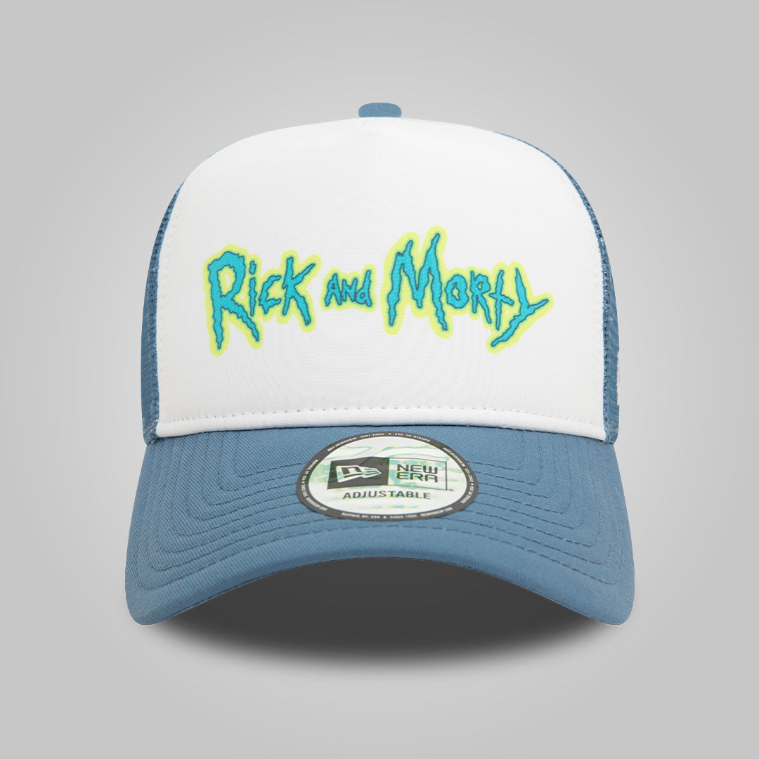 Rick And Morty Wordmark Blue A-Frame Trucker Cap