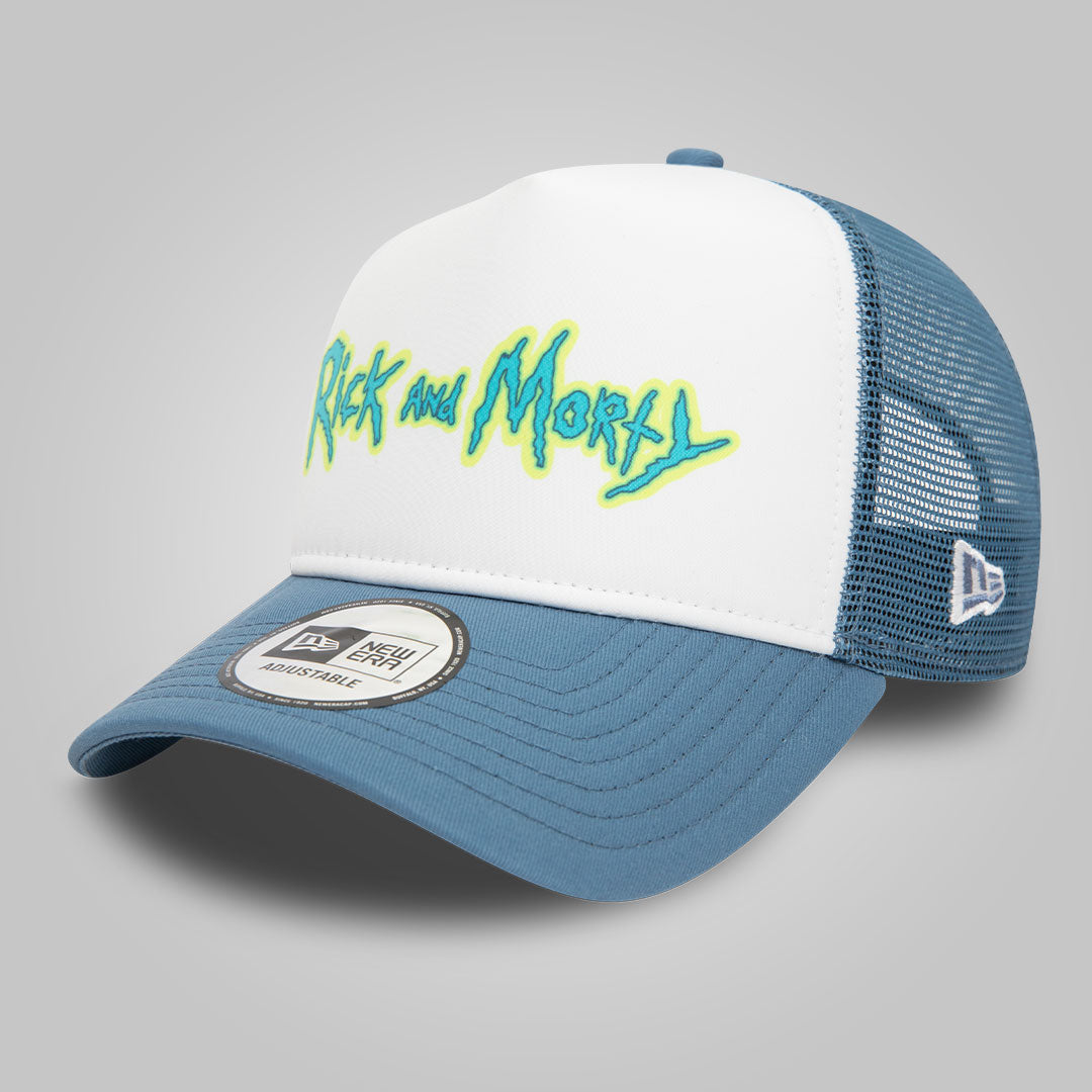 Rick And Morty Wordmark Blue A-Frame Trucker Cap