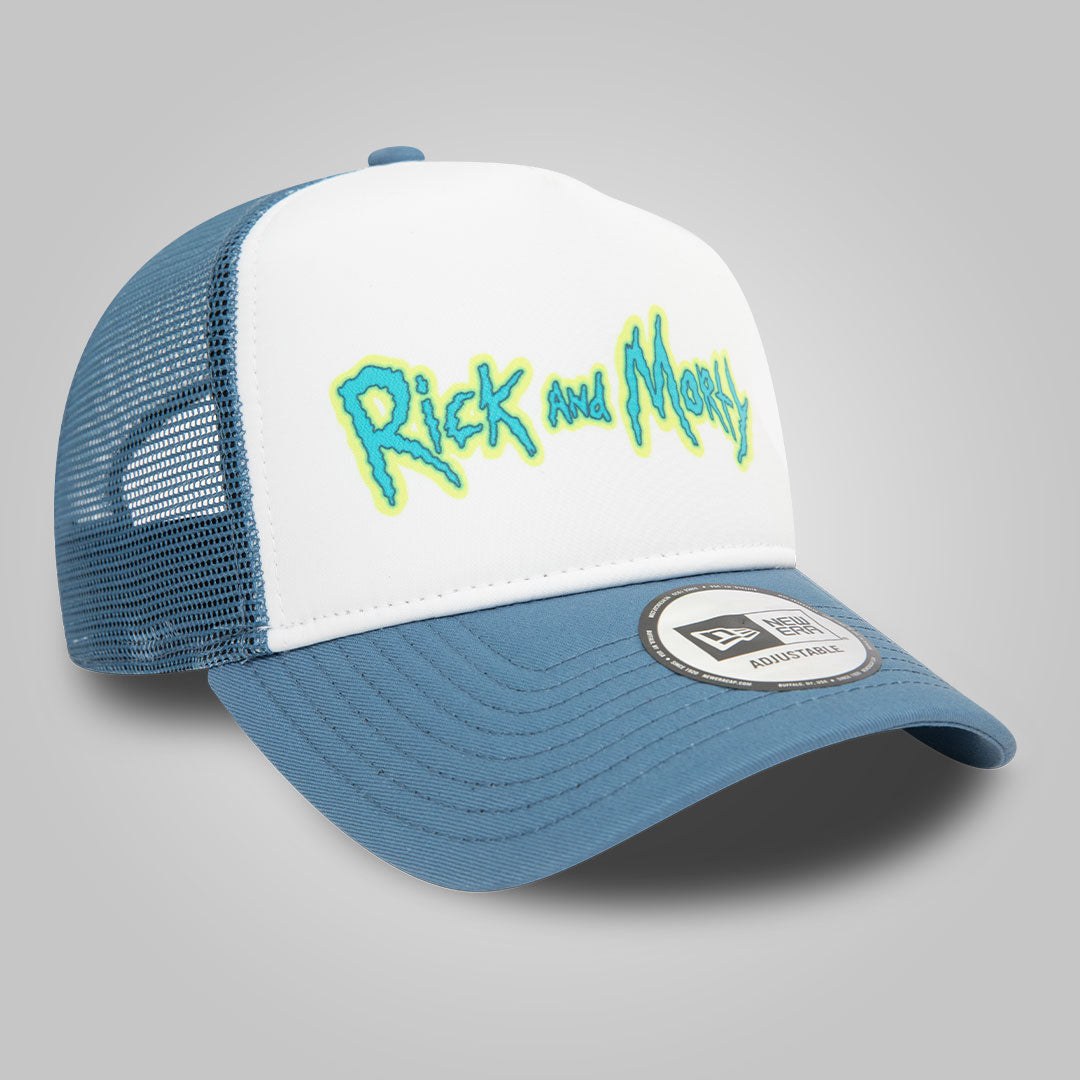 Rick And Morty Wordmark Blue A-Frame Trucker Cap