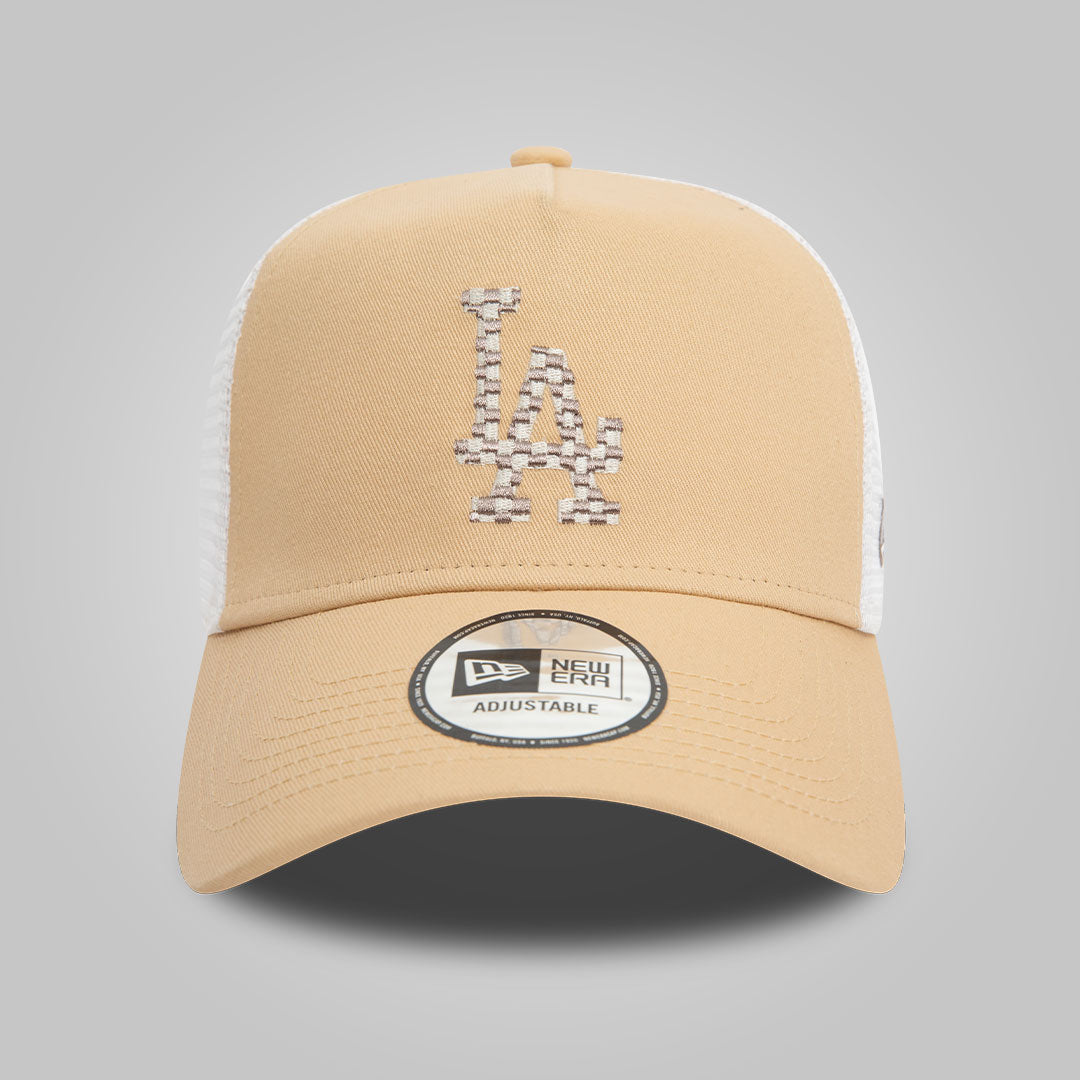 LA Dodgers Seasonal Infill Light Beige A-Frame Trucker Cap