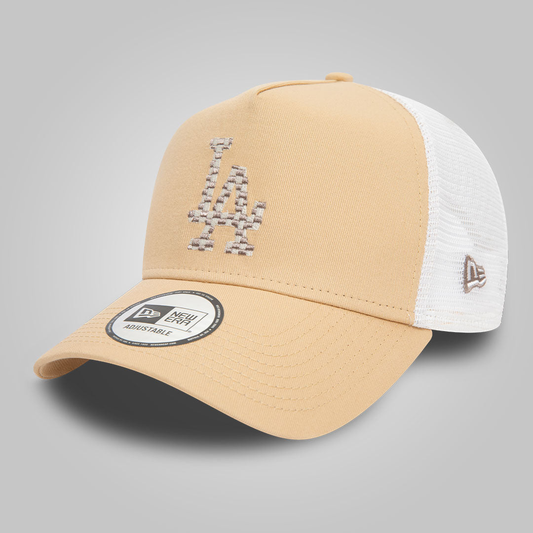 LA Dodgers Seasonal Infill Light Beige A-Frame Trucker Cap