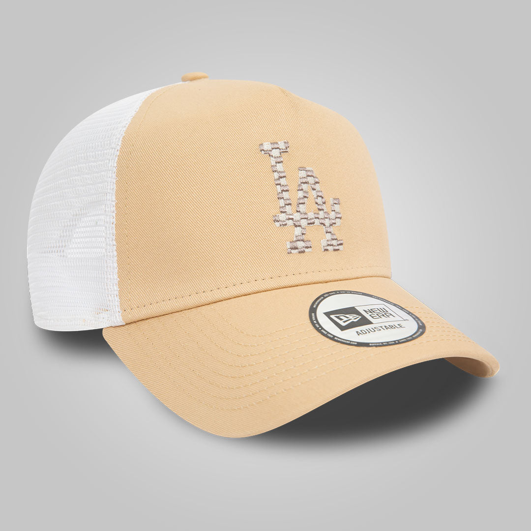 LA Dodgers Seasonal Infill Light Beige A-Frame Trucker Cap