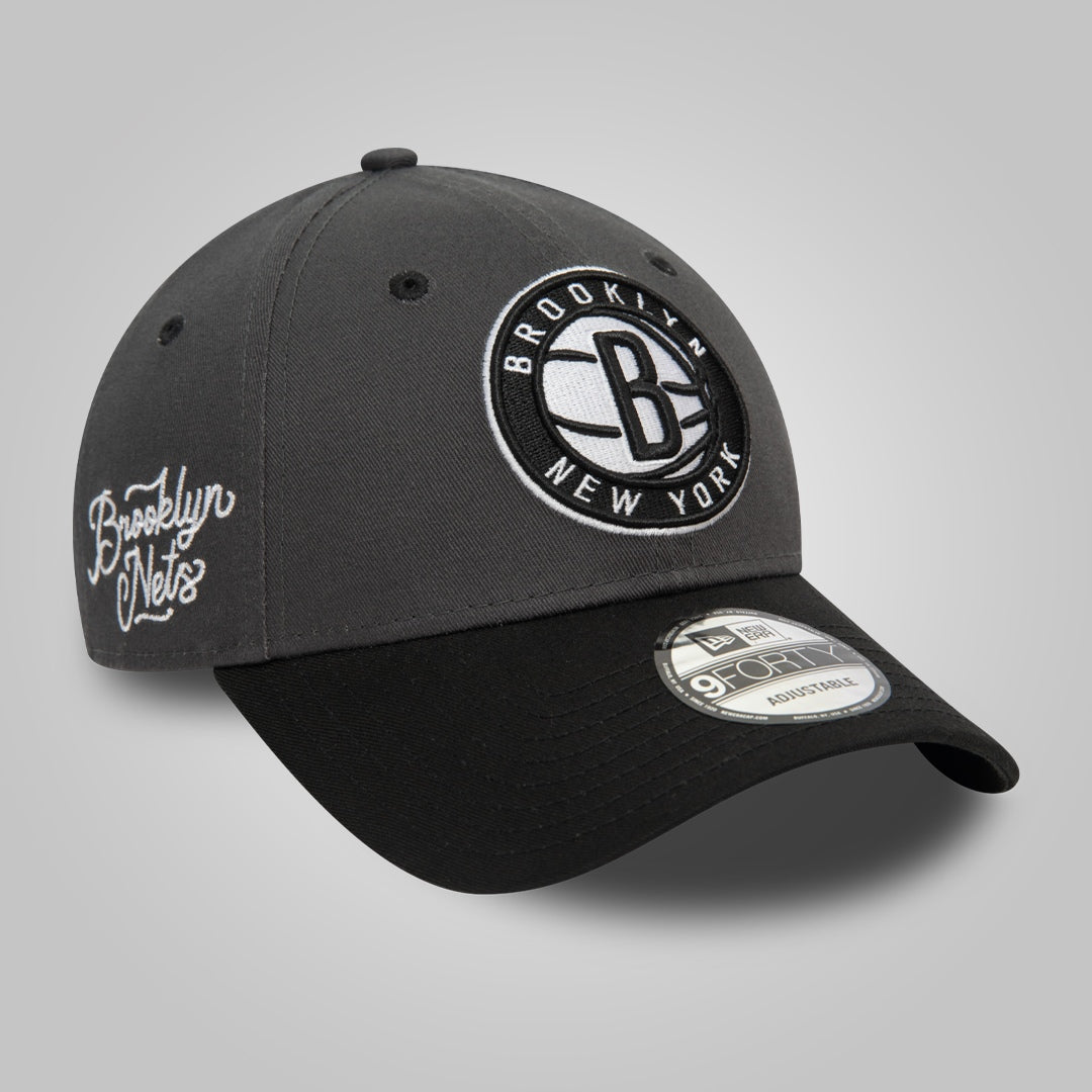 Brooklyn Nets NBA Side Patch Dark Grey 9FORTY Adjustable Cap