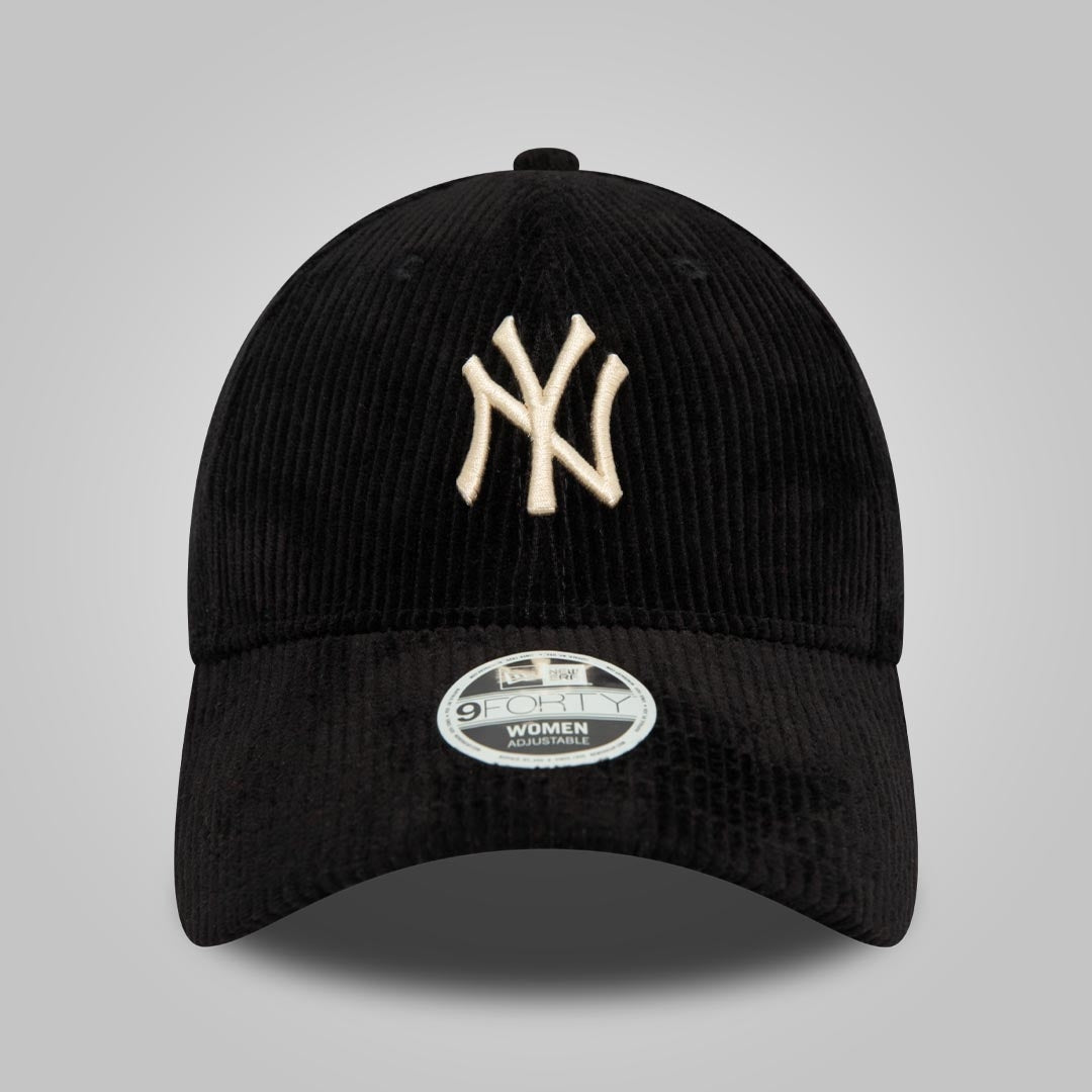 New York Yankees Womens Cord Black 9FORTY Adjustable Cap