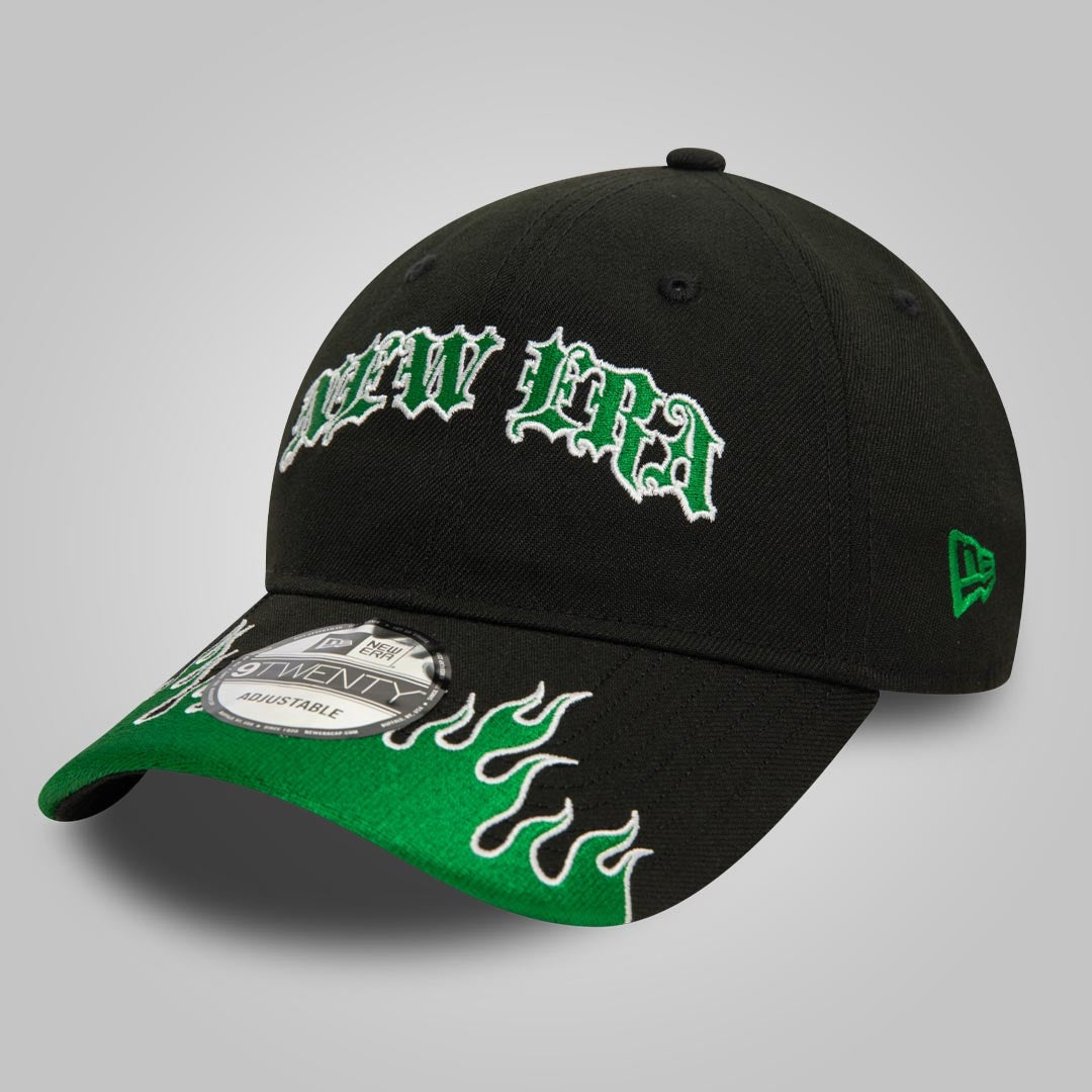 New Era Race Black and Green Flame 9TWENTY Adjustable Cap