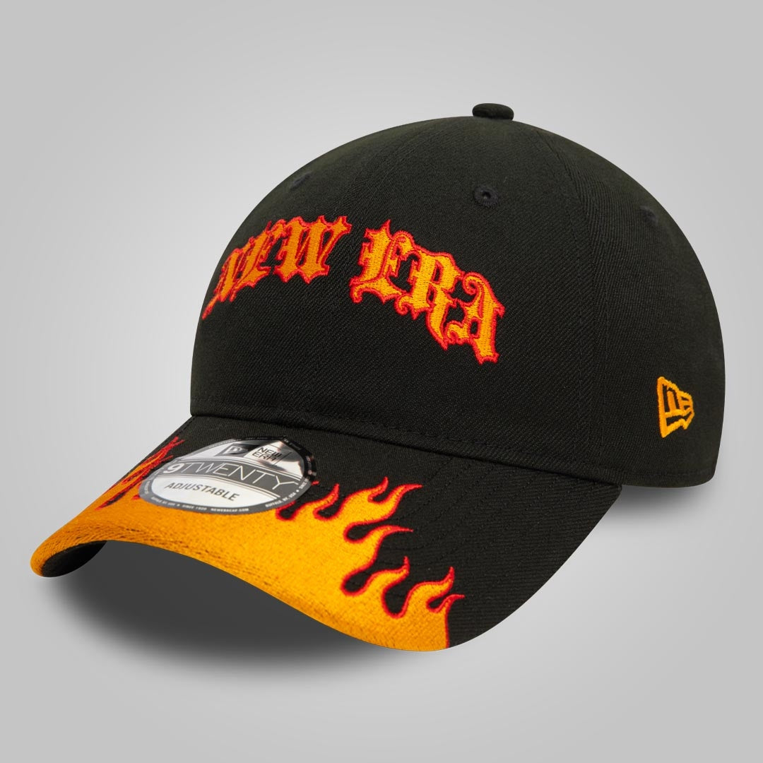 New Era Race Black and Orange Flame 9TWENTY Adjustable Cap