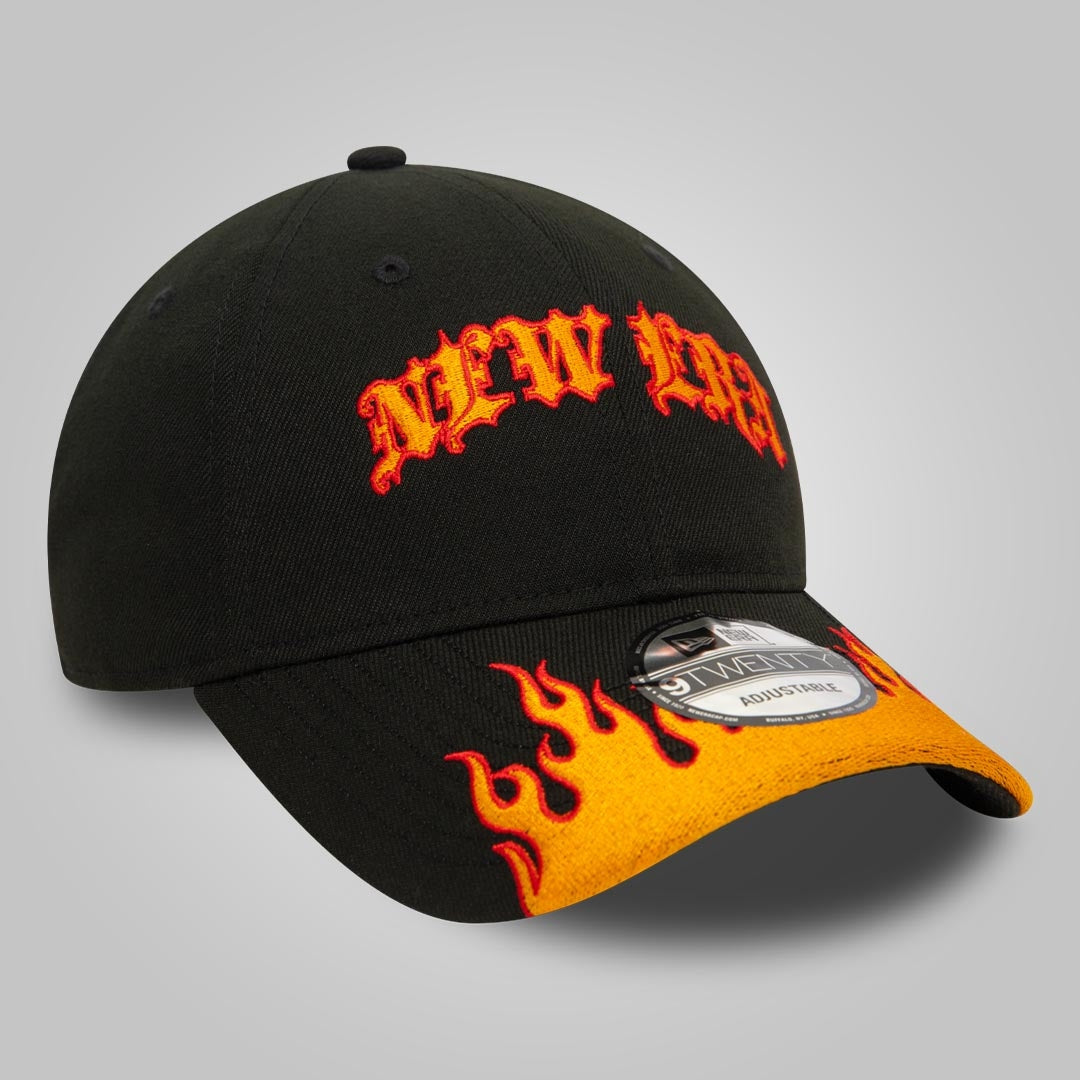 New Era Race Black and Orange Flame 9TWENTY Adjustable Cap