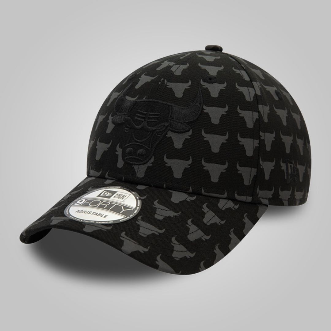 Chicago Bulls Team Monogram Black 9FORTY Adjustable Cap