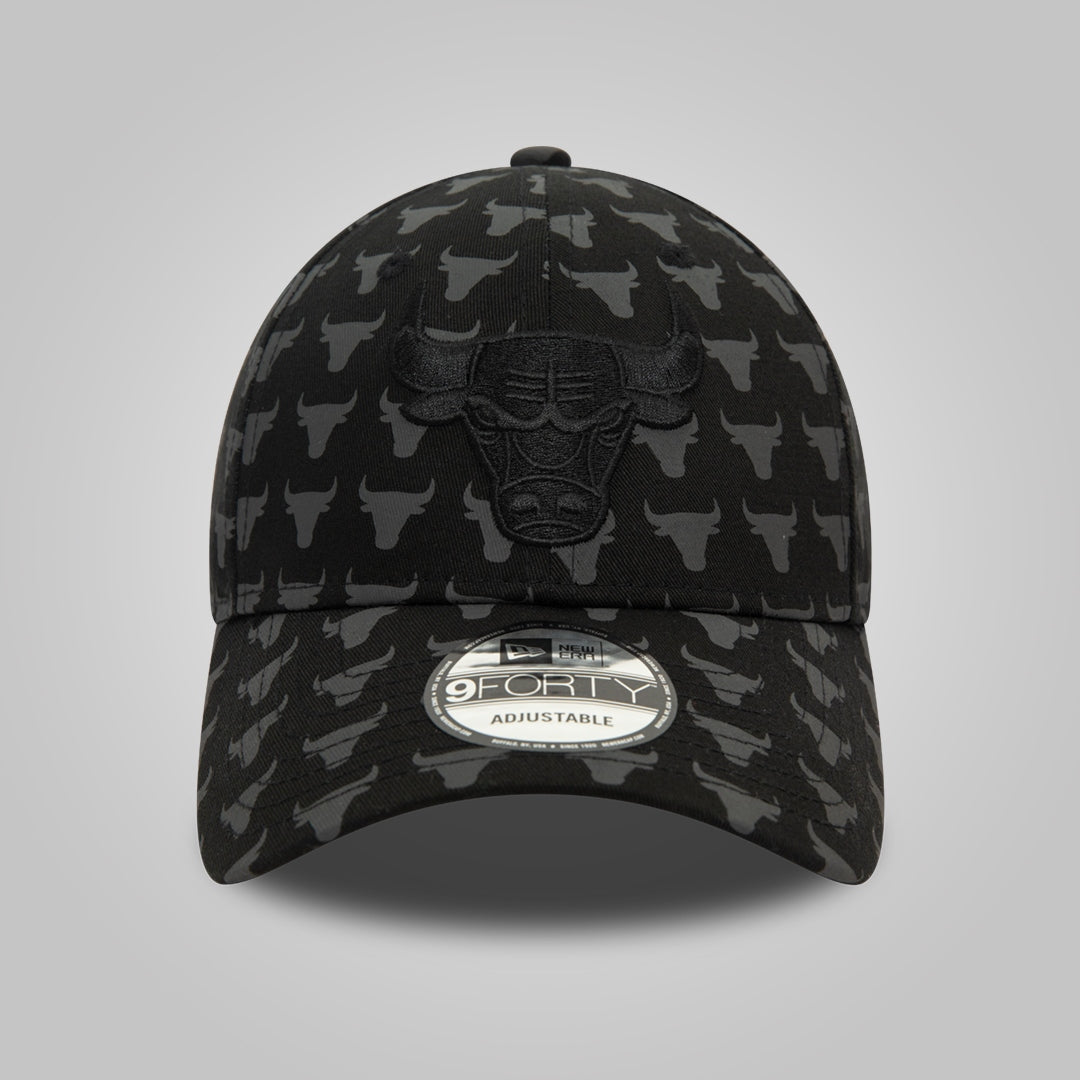 Chicago Bulls Team Monogram Black 9FORTY Adjustable Cap