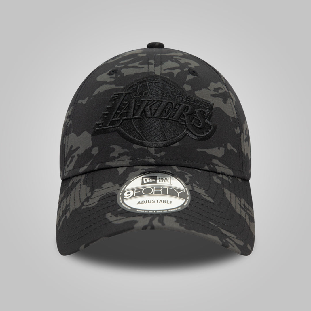 LA Lakers Tonal Camo All Over Print Black 9FORTY Adjustable Cap