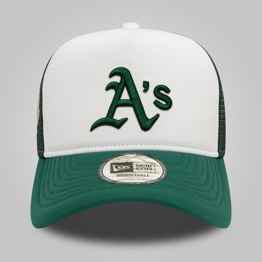 Oakland Athletics World Series Dark Green 9FORTY E-Frame Adjustable Trucker Cap