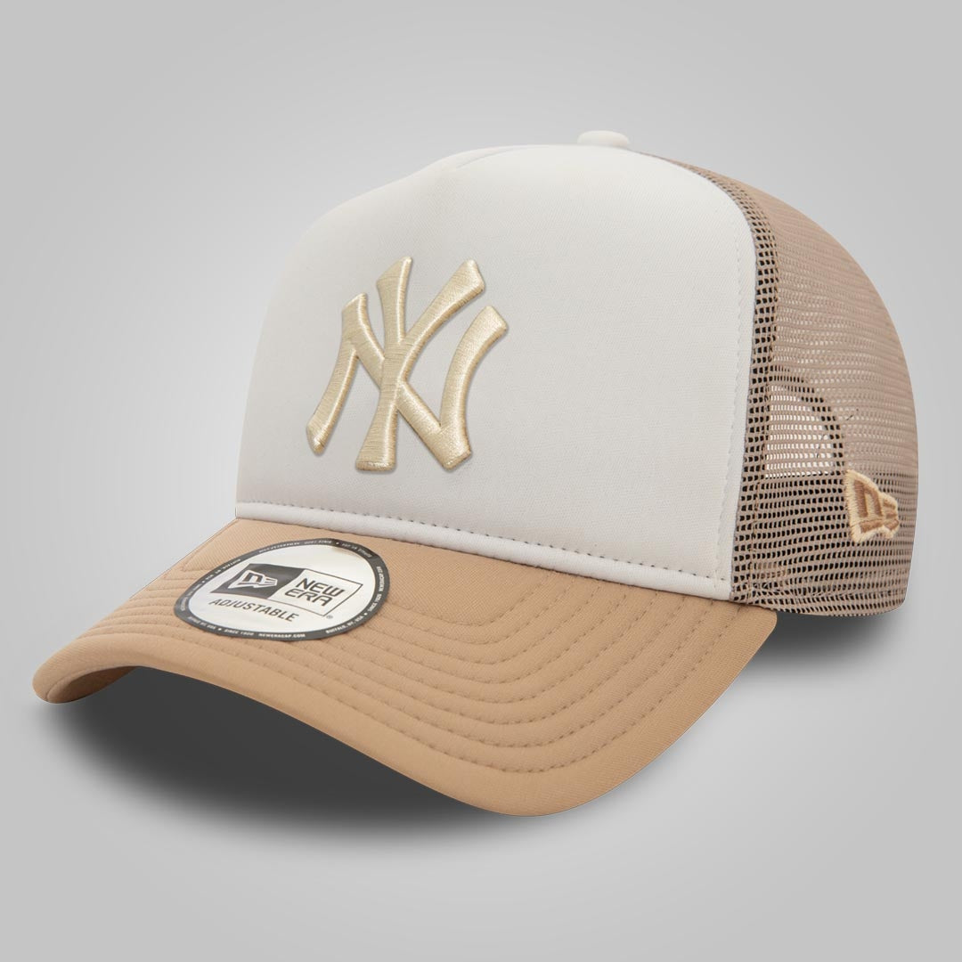 New York Yankees World Series Beige 9FORTY E-Frame Adjustable Trucker Cap