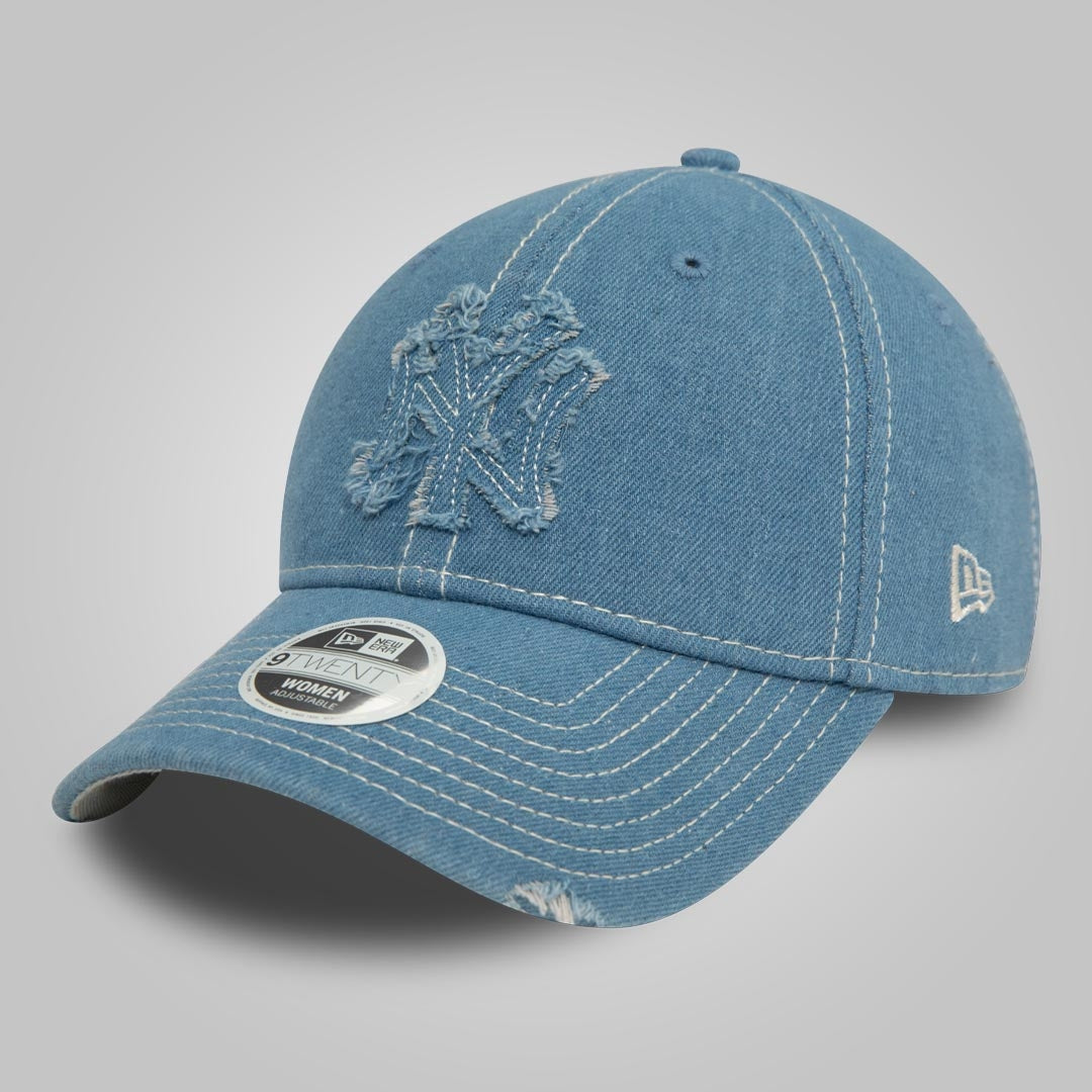 New York Yankees Womens Denim Distressed Pastel Blue 9TWENTY Adjustable Cap