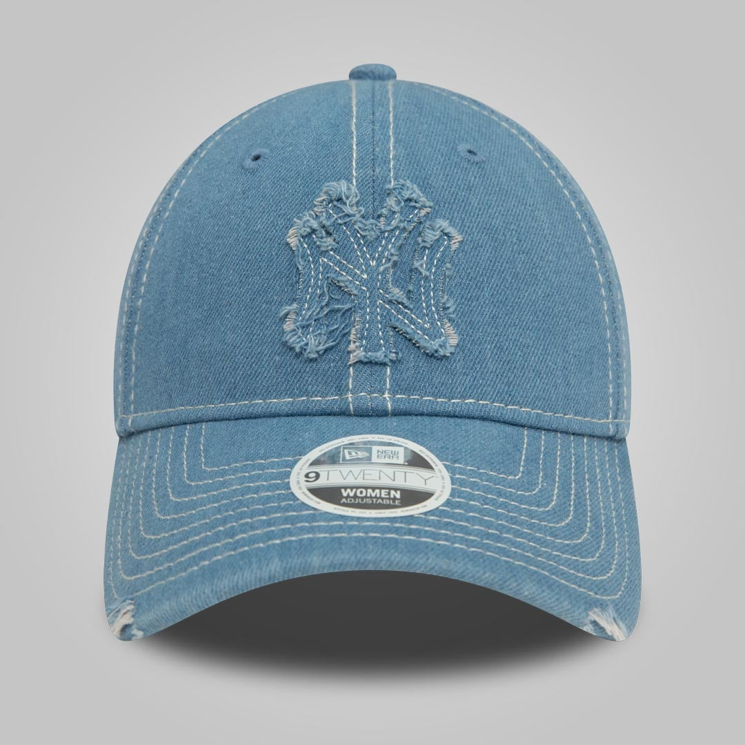 New York Yankees Womens Denim Distressed Pastel Blue 9TWENTY Adjustable Cap