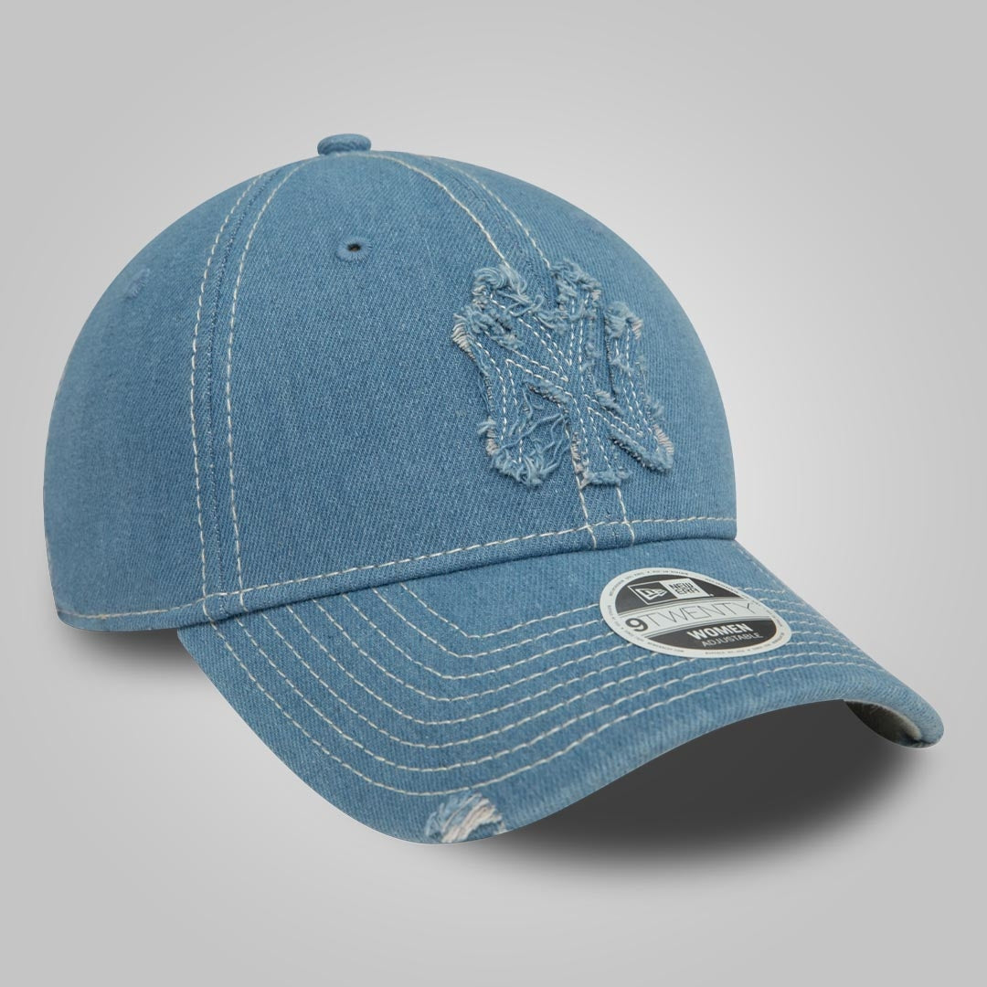 New York Yankees Womens Denim Distressed Pastel Blue 9TWENTY Adjustable Cap