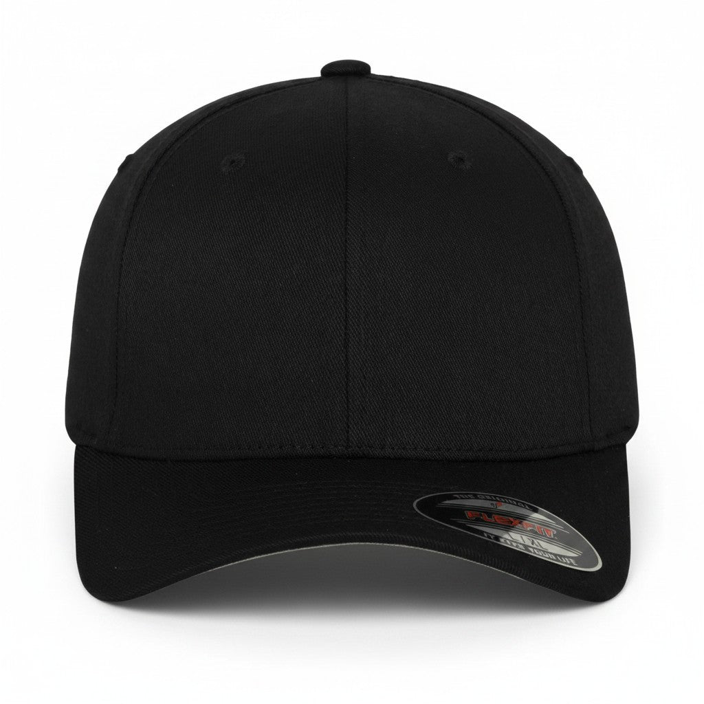 Flexfit: Black Wooly Combed Stretch Fit Cap